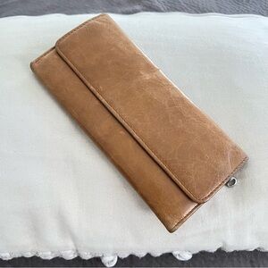 Hobo International Tan "Sadie" Trifold Leather Wallet